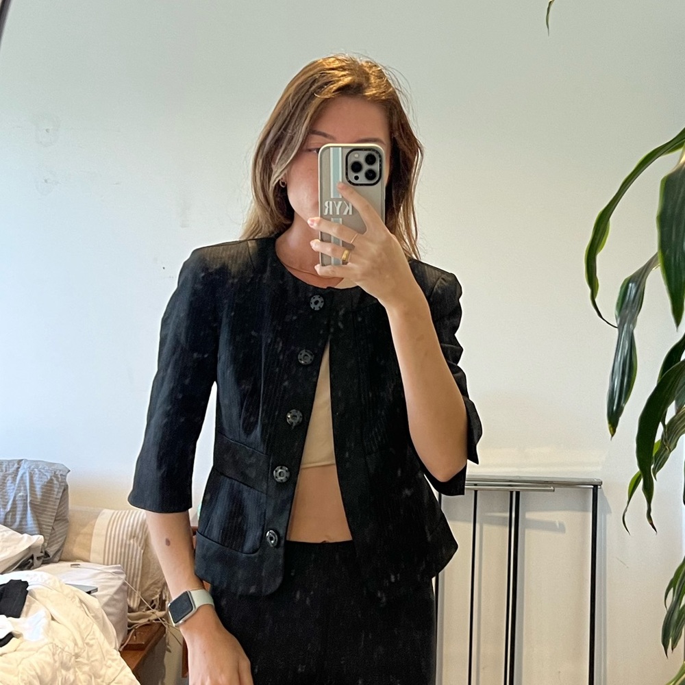 Black Pinstripe Bebe Blazer